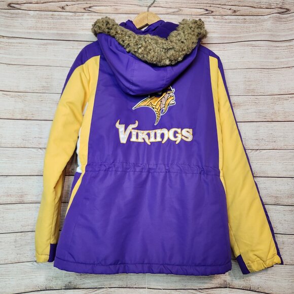 NFL Team Apparel Women's S Fuzzy Hoodie Full Zip Minnesota Vikings Quilted Inner - Picture 11 of 16